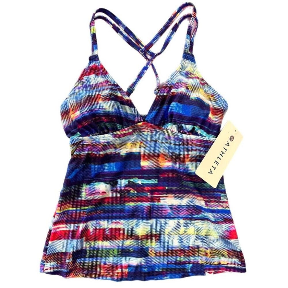 Athleta Redondo Cross Strap Tankini swimsuit swimwear TOP ONLY XXSMALL NWT!